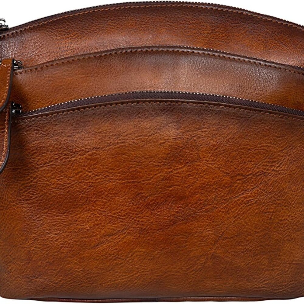 Crossbody Bags for Women Genuine Leather Purses with Multi-Pockets Vintage Ladie
